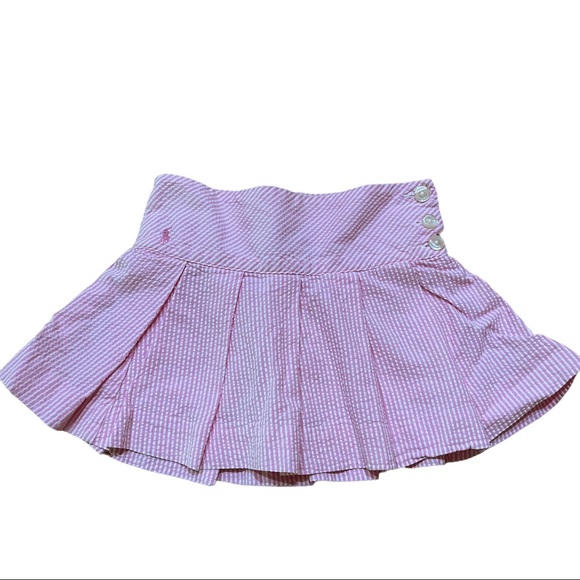 Other - Ralph Lauren Girls Skirt Seersucker Striped Light Pink  Pleated Size 5 EUC